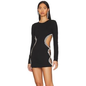 NBD Black Mini Dress with Silver Accents